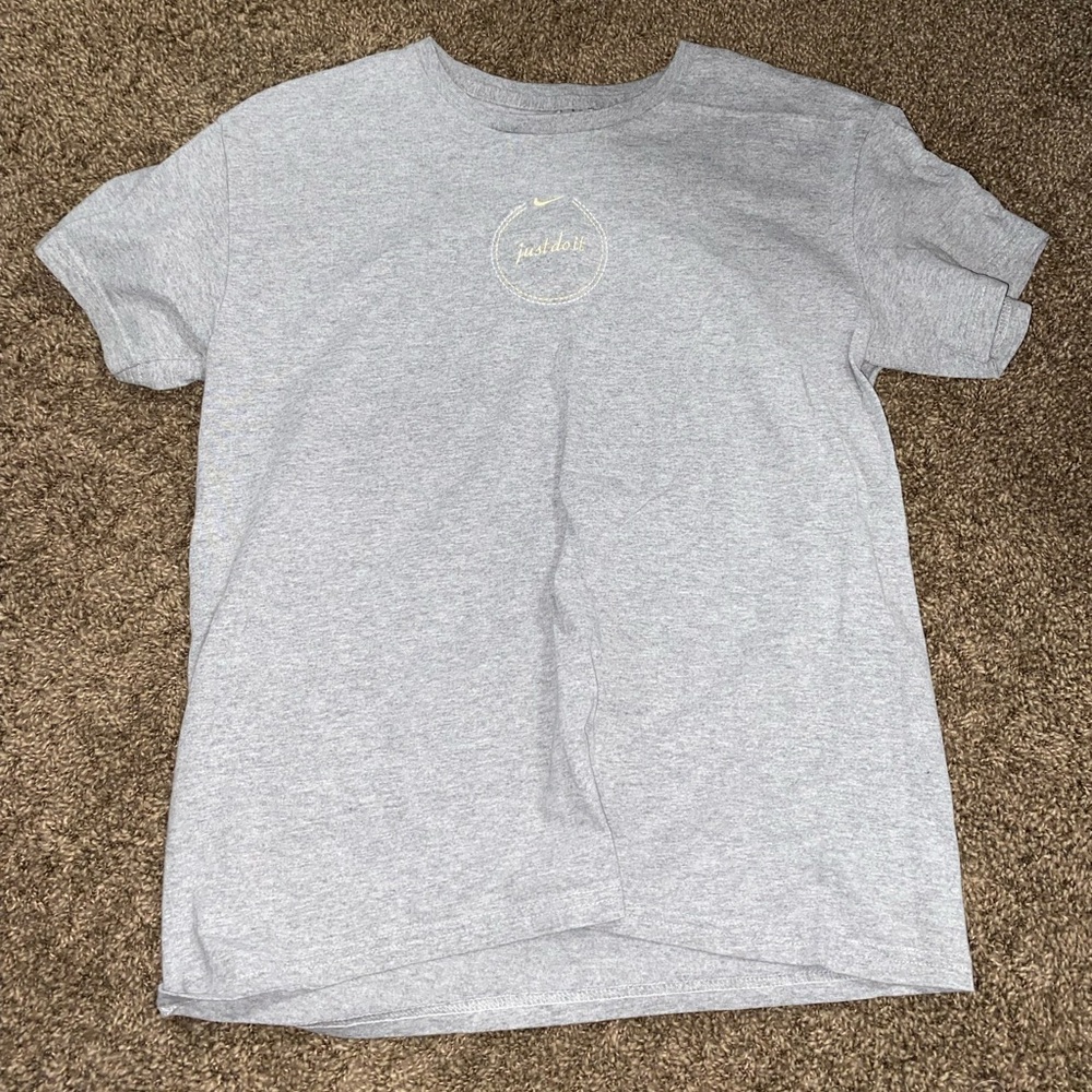 Nike Just Do It Embroidered Grey T-Shirt